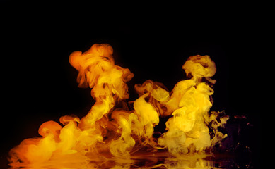 Hot fire,power of fire on black background