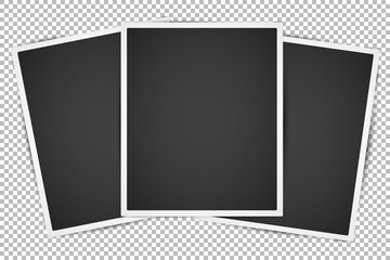 Set of Vector Instant Photo Frames. Photo realistic vector Mockup on transparent background. Vintage paper Photo Frame Template for your photos or project. Retro style design element
