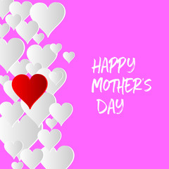 Happy Mother's Day with hearts on pink background 
