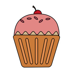 colorful cartoon cupcake with cherry vector illustration