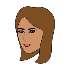 color image cartoon side profile face woman with straight short hairstyle vector illustration