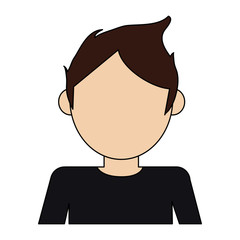 color image cartoon faceless half body man with t-shirt vector illustration