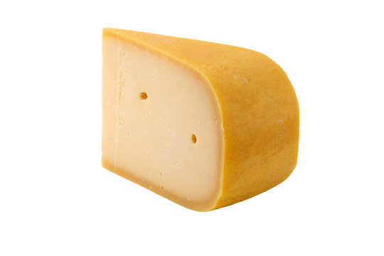 slice of old cheese isolated with clipping path