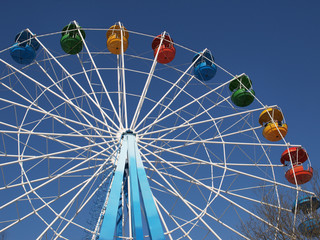 Big ferris wheel against the blue sky