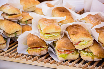 Sandwiches in bun background