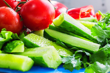 Close up fresh vegetables for salad