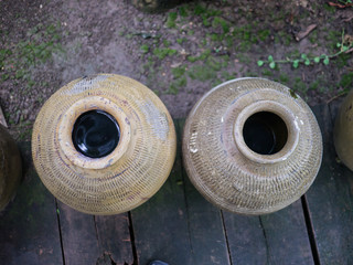 Old potter on top view