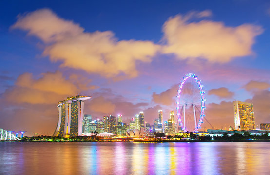Skyline of Singapore at twilight