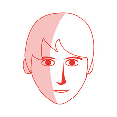 red silhouette shading front face man with hairstyle vector illustration