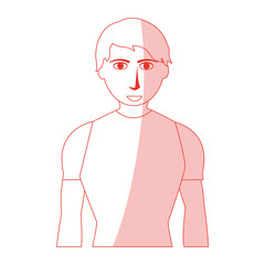 red silhouette shading man with atlethic body vector illustration