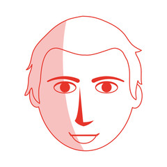 red silhouette shading cartoon front face guy with hairstyle vector illustration
