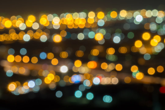 blur abstract bokeh of city night light background.