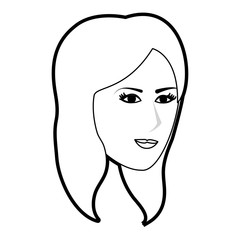 black silhouette side profile face woman with straight short hairstyle vector illustration