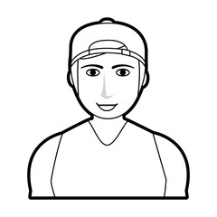 black silhouette cartoon half body guy with atlethic body and sport clothing vector illustration