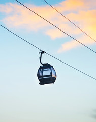 Cable car at sunset