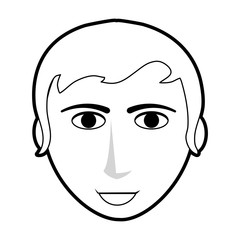 black silhouette cartoon front face guy with hairstyle smile vector illustration