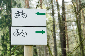 Signpost on the bicycle route