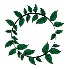 color image decorative crown of leaves in circular shape vector illustration