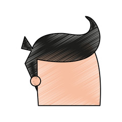 color pencil cartoon faceless man with hairstyle vector illustration