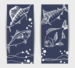 Card with sea fish vector