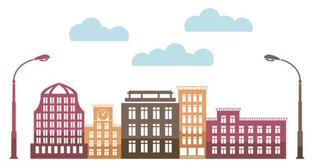 City with colored houses vector illustration