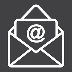 Email line icon, envelope and website