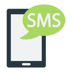 SMS flat icon, Contact us and website