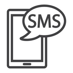 SMS line icon, Contact us and website