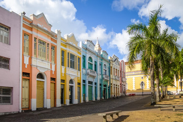 Colorful houses of Antenor Navarro Square at historic Center of Joao Pessoa - Joao Pessoa, Paraiba,...