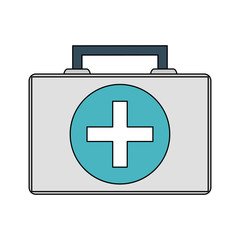 color image cartoon first aid kit with symbol cross vector illustration
