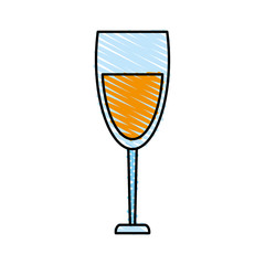 color crayon stripe cartoon glass cup with wine vector illustration