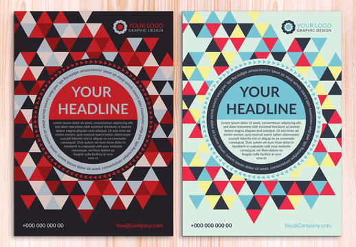 Multipurpose Flyer Layout with Triangular Patterns