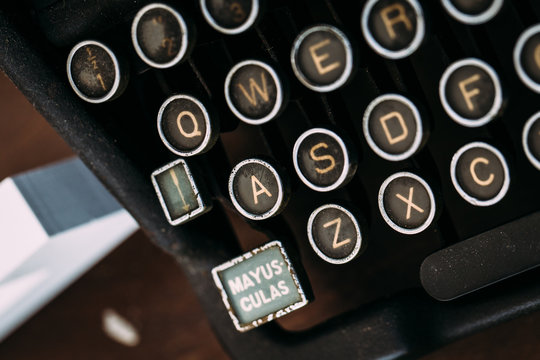 Keyboard of vintage typewriter
