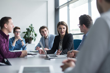 Business Team At A Meeting at modern office building