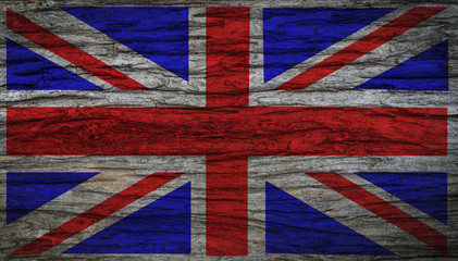 Grunge vintage United Kingdom flag with old wooden texture for background. Concept memorial of international. Vintage and grunge style.