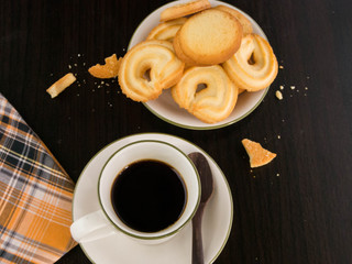 Hot coffee and cookie