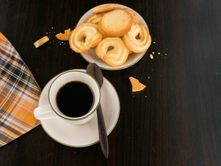 Hot coffee and cookie