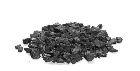 pile black coal isolated on white background