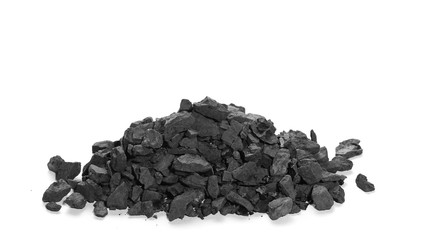 pile black coal isolated on white background