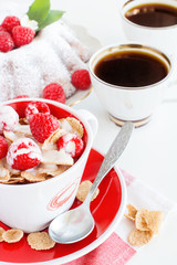 breakfast with homemade cake and coffee