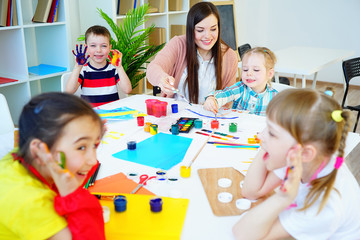Art lesson in kindergarten