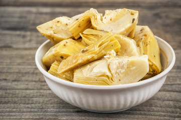marinated artichokes in bowl