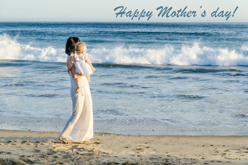 Fototapeta na wymiar Happy Mother's day background with Mother and daughter