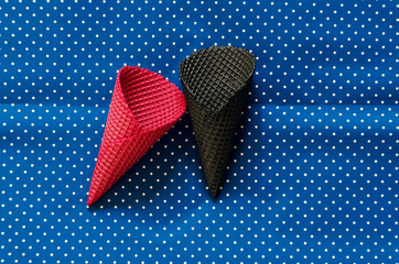 Obraz premium decorative fancy ice cream cones, view from above