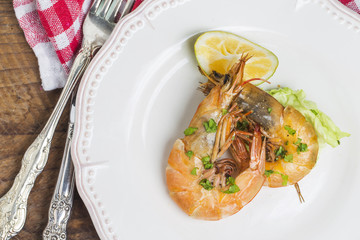 Grilled king prawns，Grilled shrimp