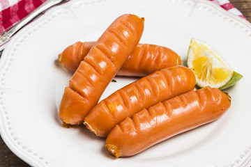 Grilled hot dog, grilled sausage