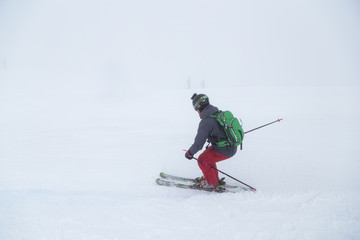 Fototapeta na wymiar Ski, snow, mountain, skier