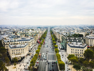 View of les Champs elysees from l'Arc de Triomphe, Paris, France