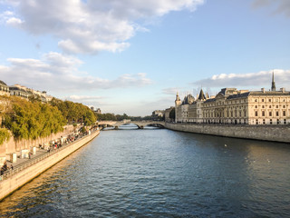 View of the Seine river, from a bridge, Paris, France