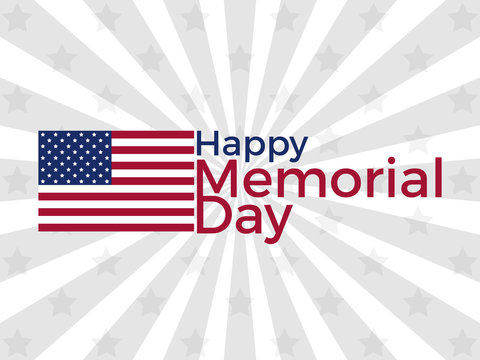 Happy Memorial Day. American flag with the text on the background of the rays. Vector illustration